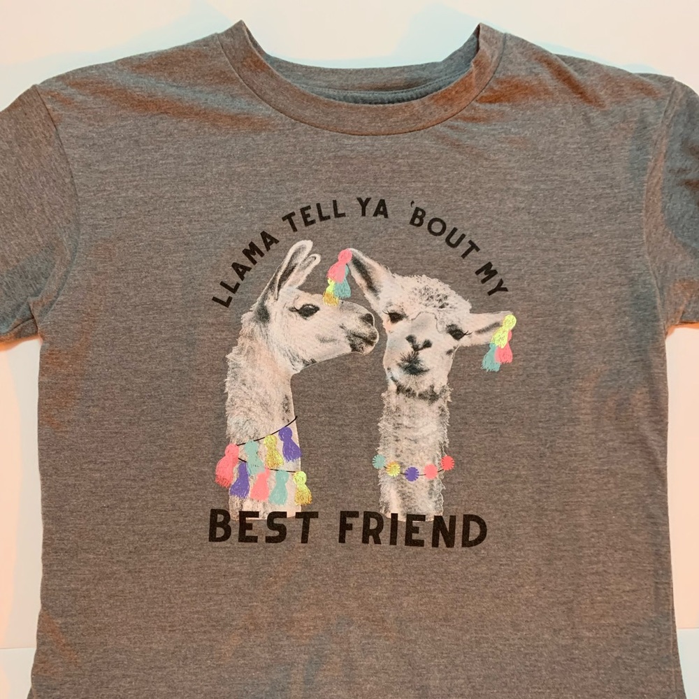 “LLAMA TELL YA BOUT MY BEST FRIEND” 
Tee
Girls size 10/12